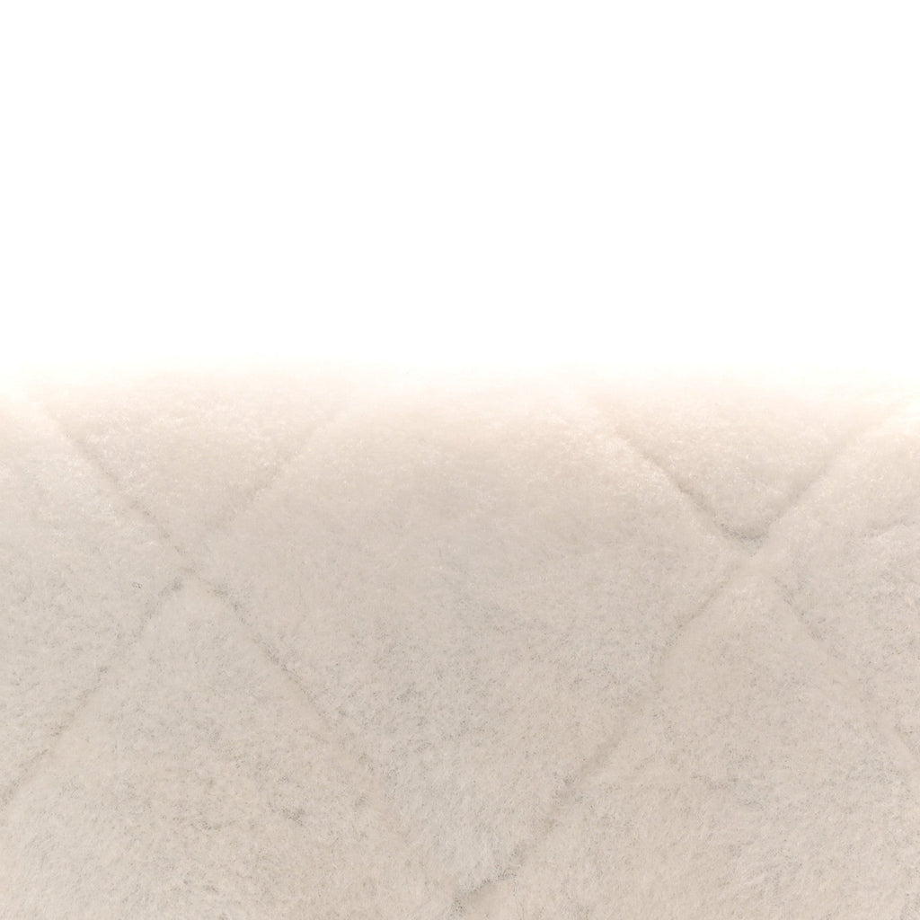 Shearling Lambskin Quilted CC Chain Flap White