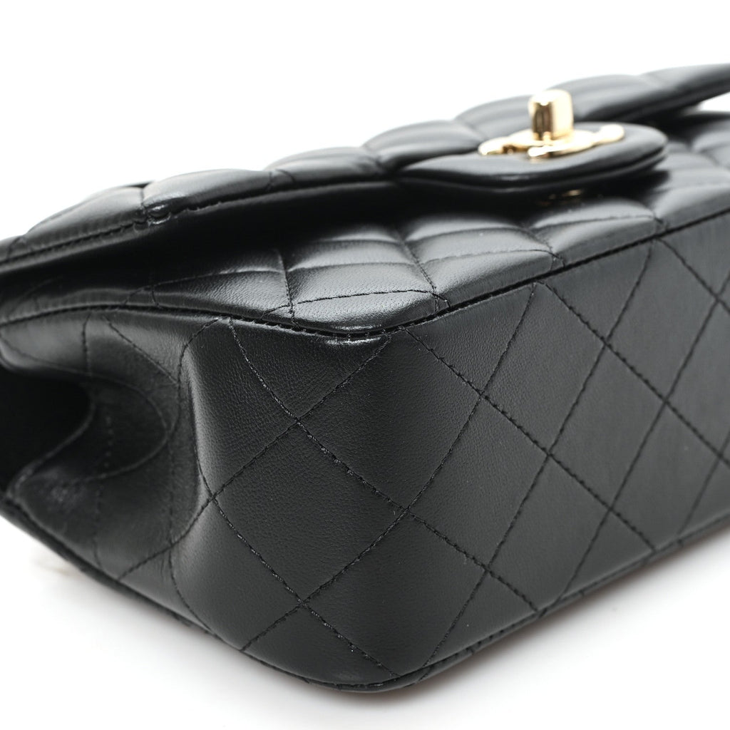 Caviar Quilted Mini Top Handle Rectangular Flap Black