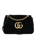 Velvet Matelasse Medium GG Marmont Shoulder Bag Black