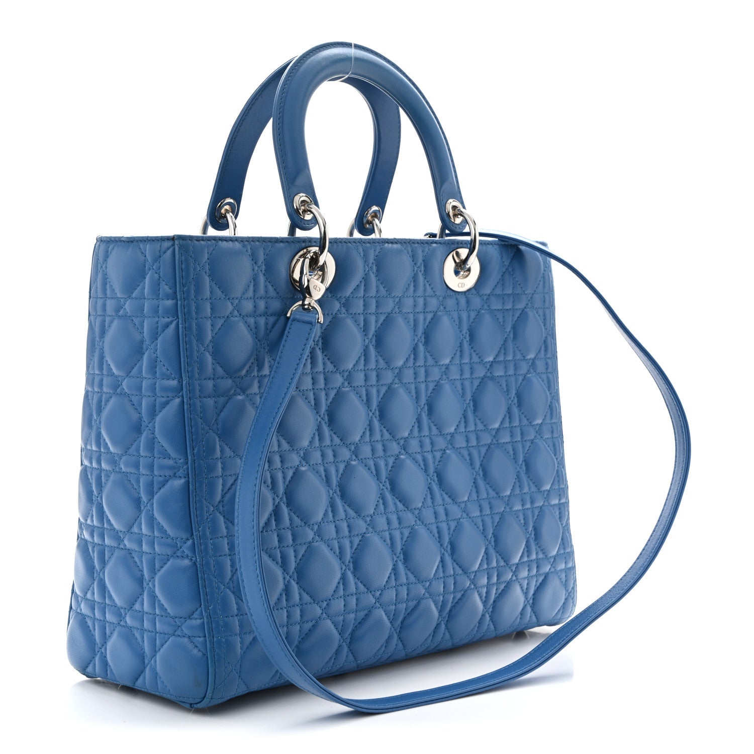 Lambskin Cannage Large Lady Dior Blue