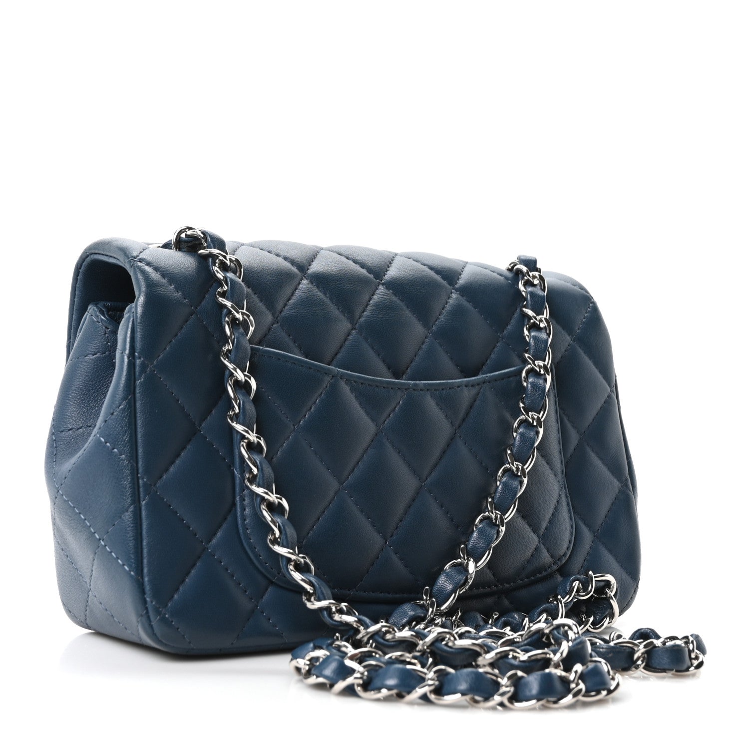 Lambskin Quilted Mini Rectangular Flap Blue
