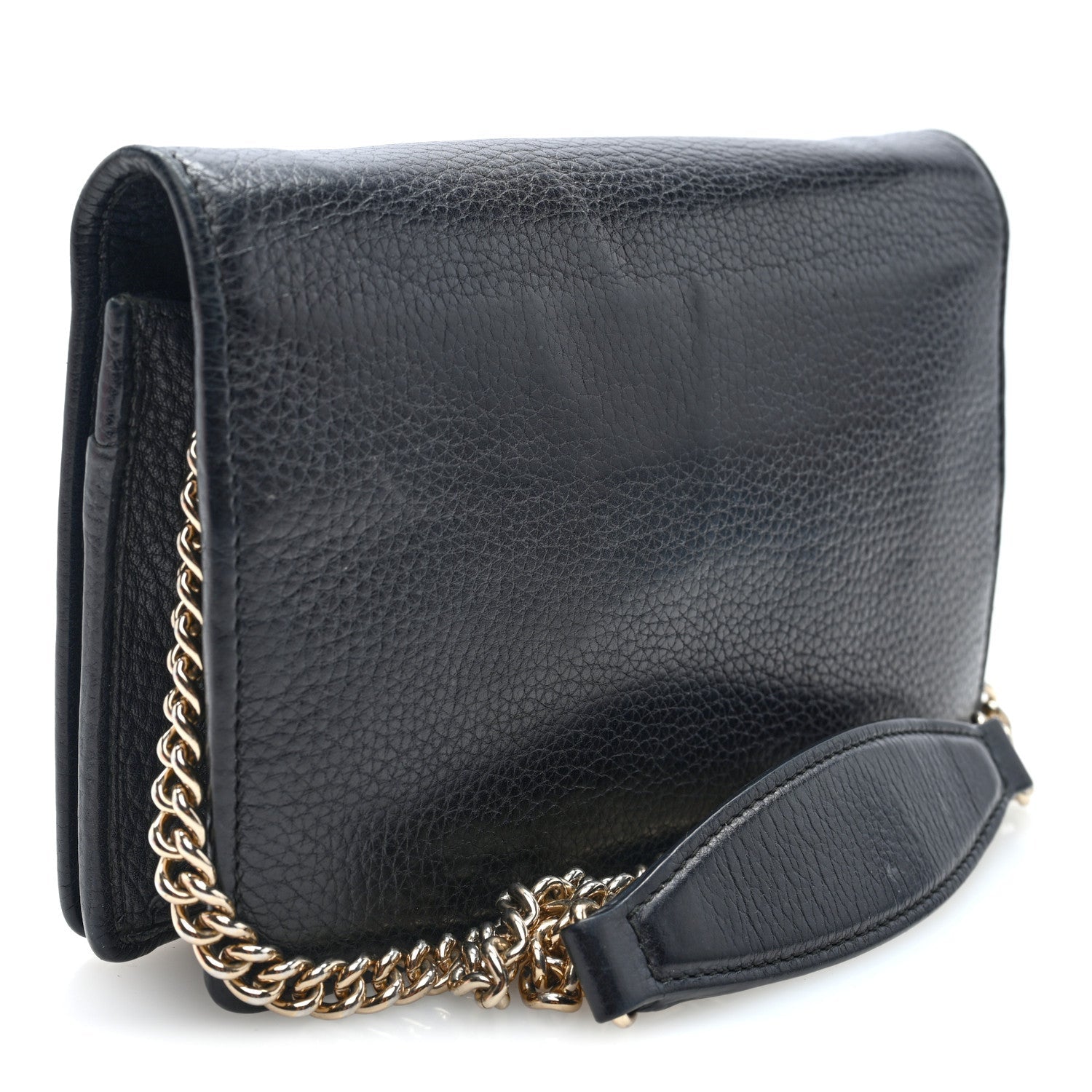 Pebbled Calfskin Soho Wallet On Chain Black