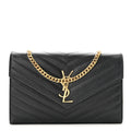 Grain De Poudre Matelasse Chevron Monogram Chain Wallet Black