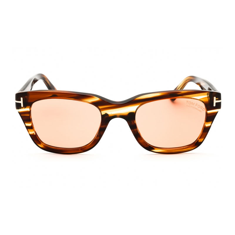 Tom Ford Sunglasses Square Full Rim, Blonde Havana Frame and Brown Lens FT023753E