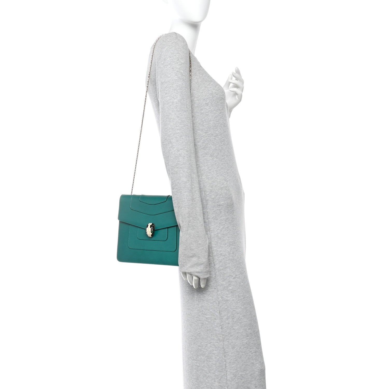 Calfskin Serpenti Forever Snake Strap Crossbody Bag Emerald Green