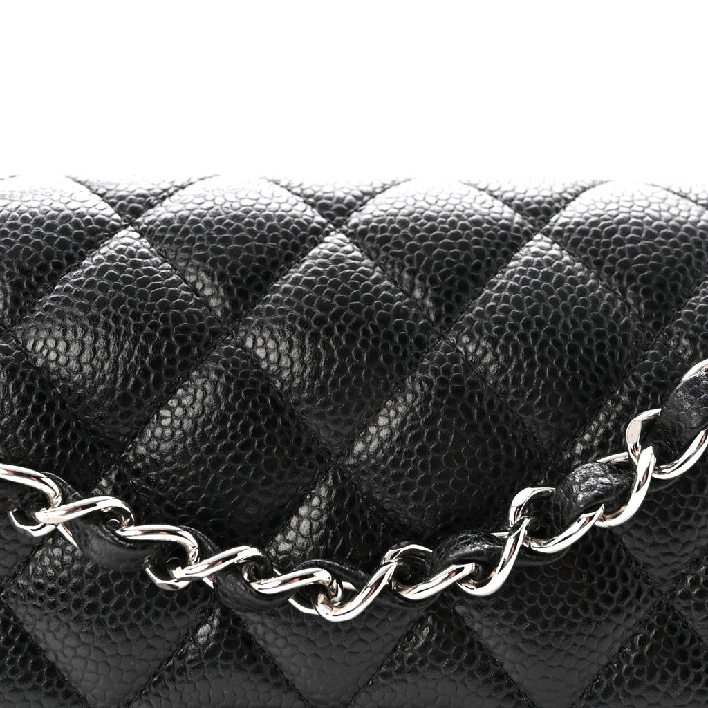Caviar Quilted Small Double Flap Black