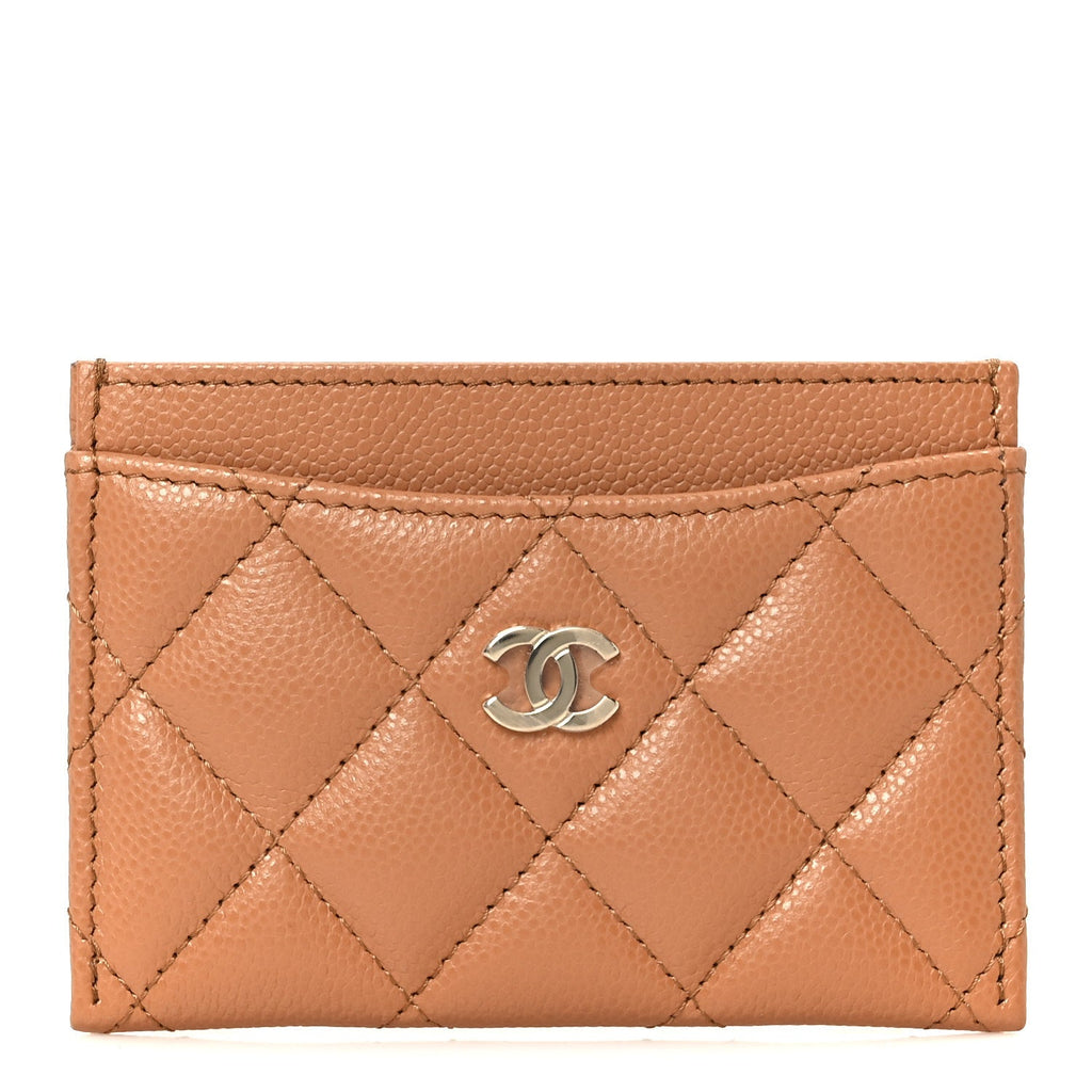 Caviar Quilted Card Holder Brown