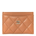 Caviar Quilted Card Holder Brown