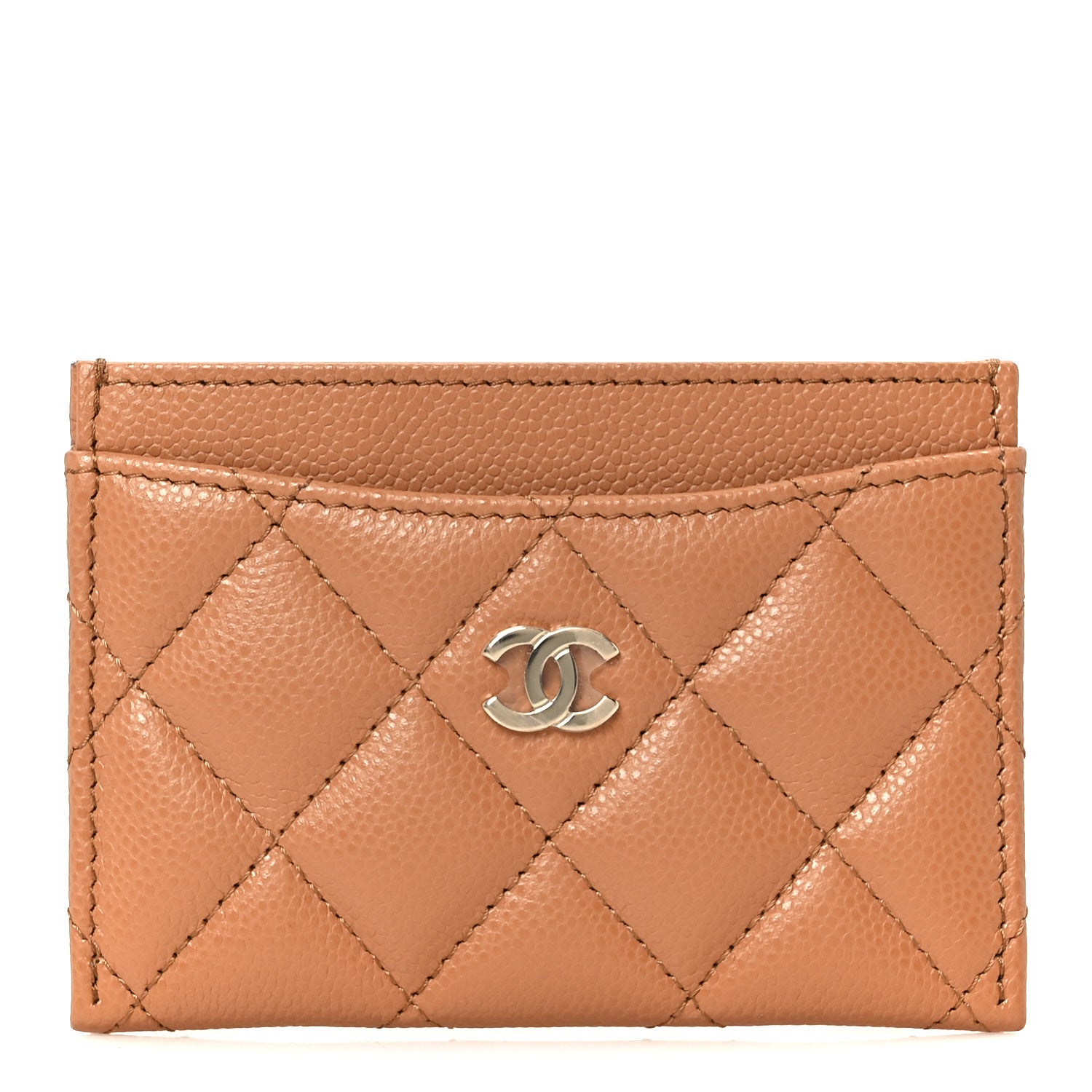 Caviar Quilted Card Holder Brown