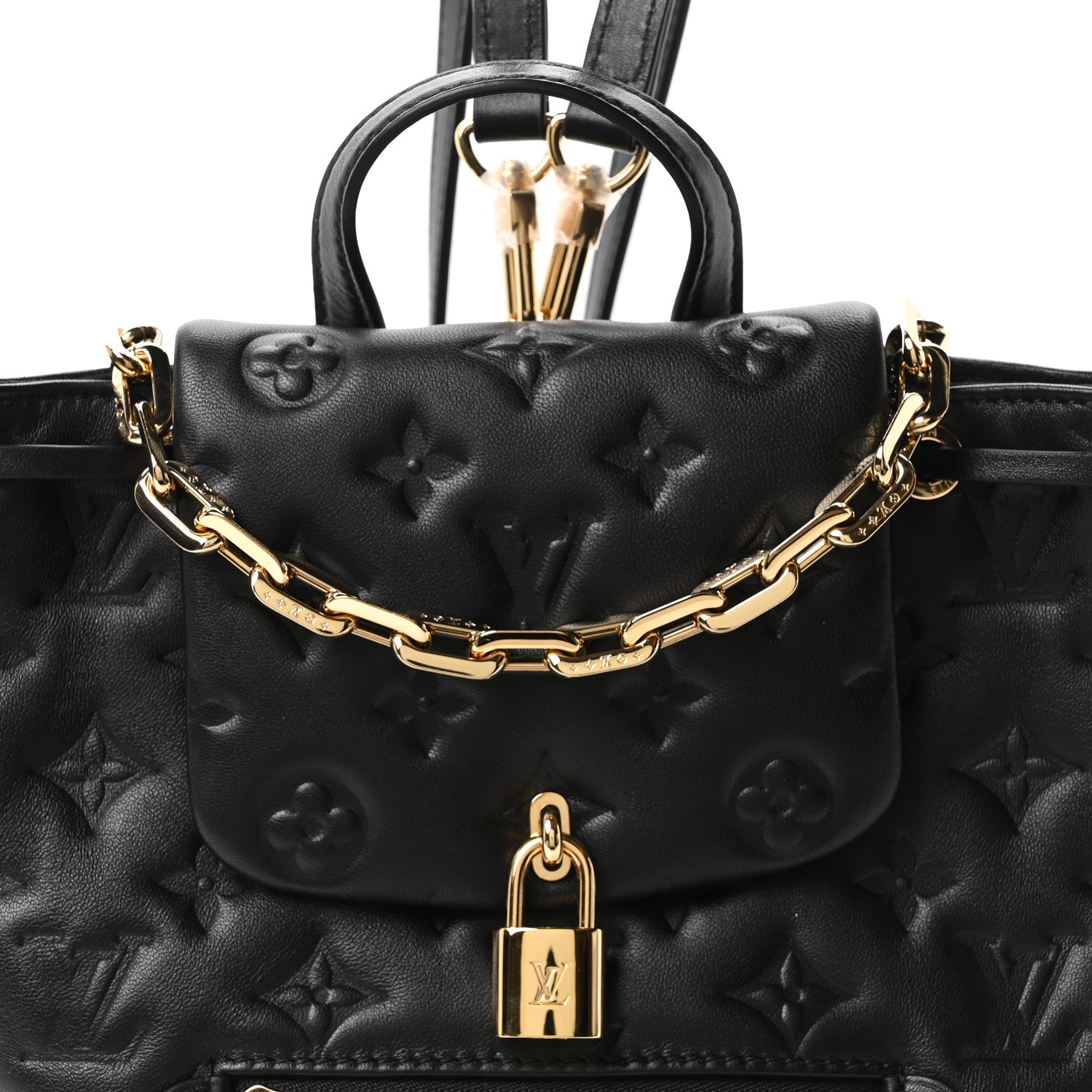 Lambskin Embossed Monogram Coussin PM Backpack Black