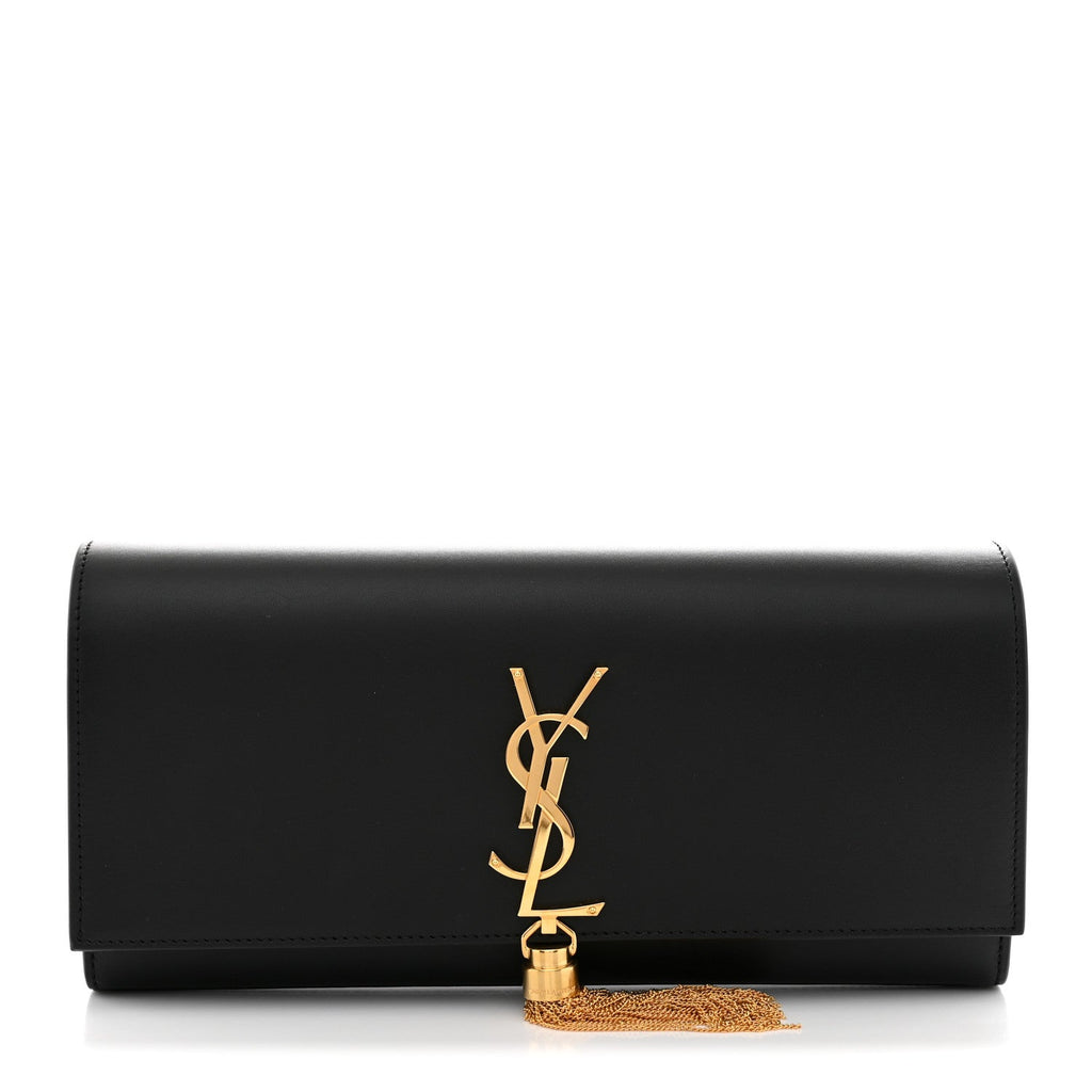 Calfskin Classic Monogram Tassel Clutch Black