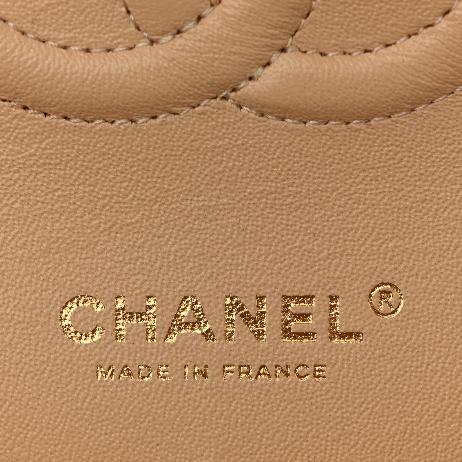 Lambskin Quilted Medium Double Flap Beige