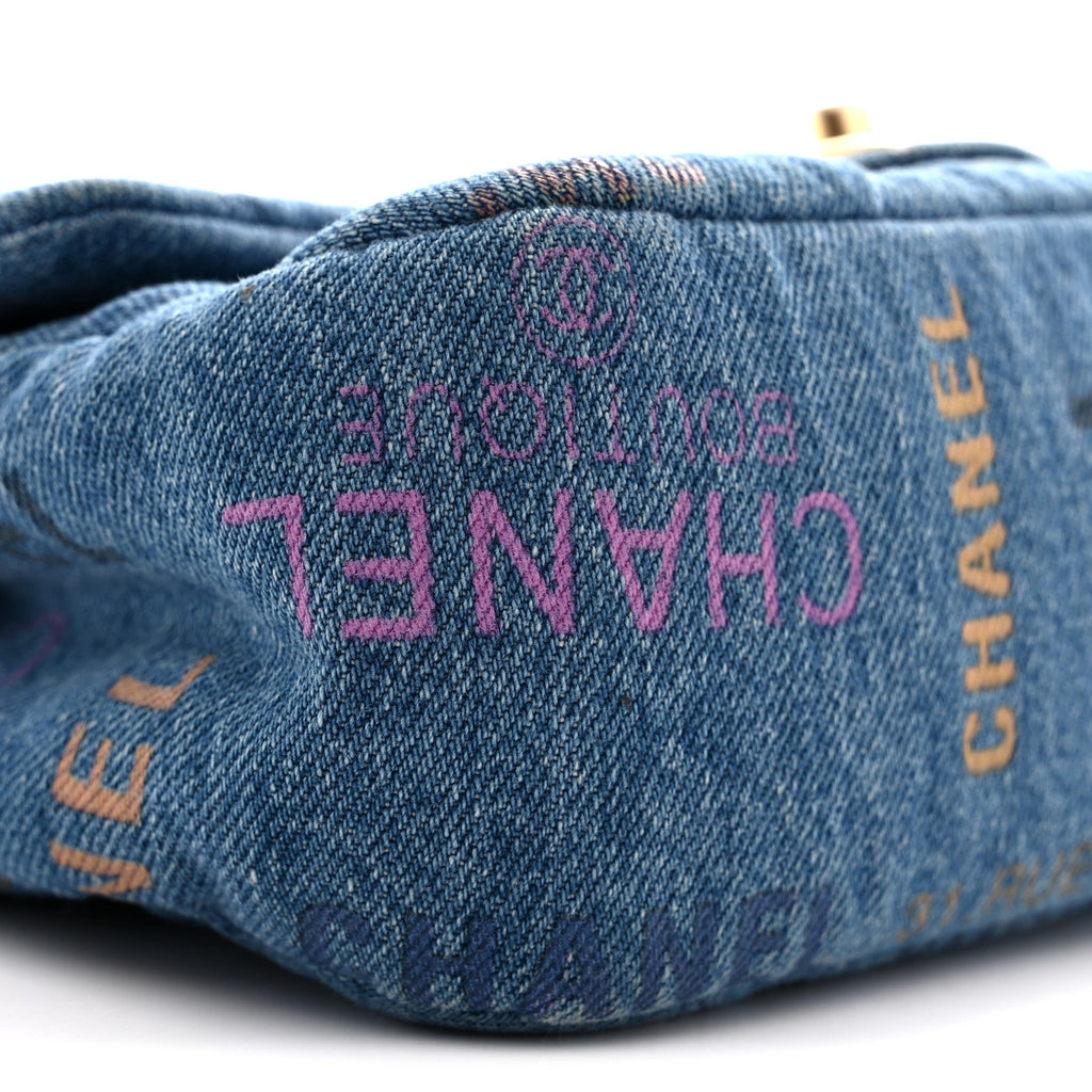 Denim Quilted Mini Denim Mood Rectangular Flap Blue Multicolor
