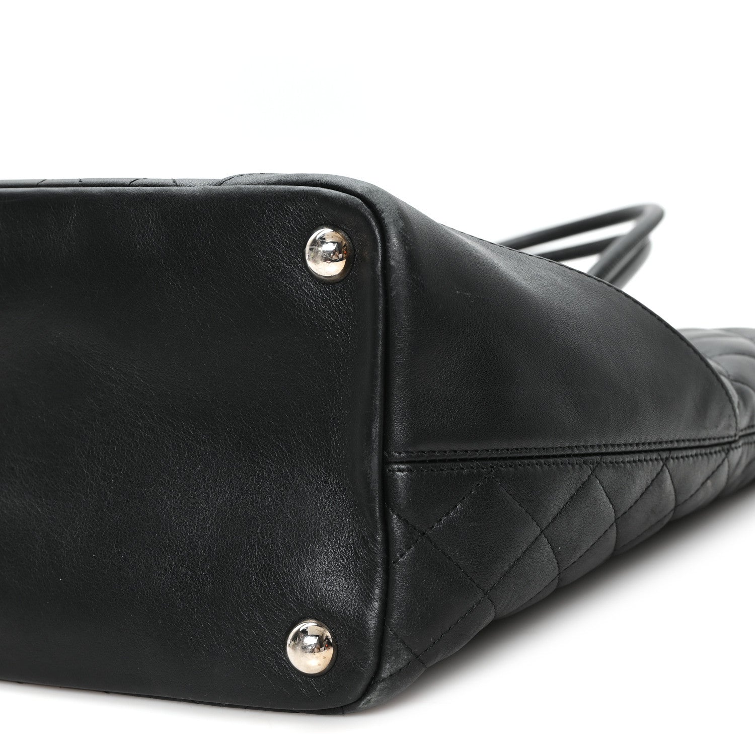 Calfskin Quilted Large Cambon Tote Black