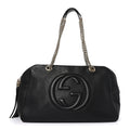 Pebbled Calfskin Medium Soho Bowler Black