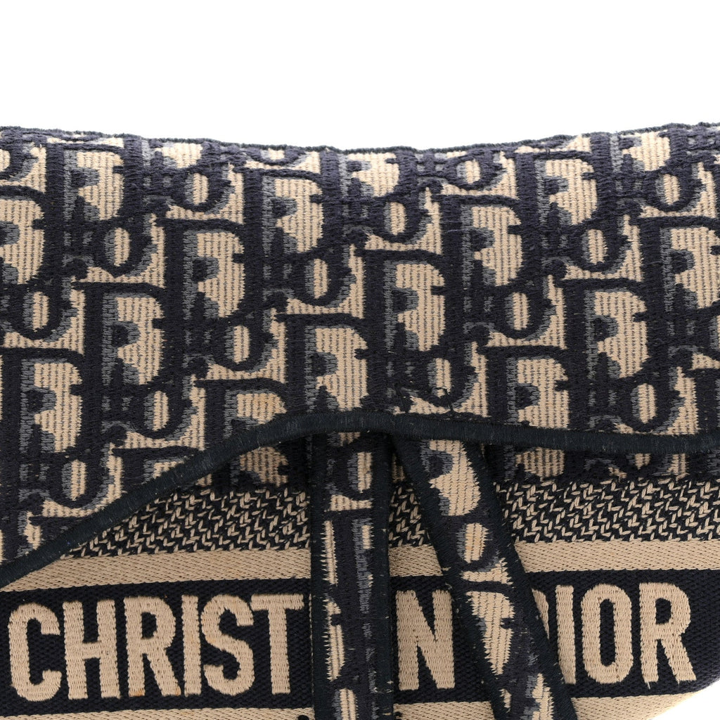 Oblique Embroidered Saddle Bag Blue