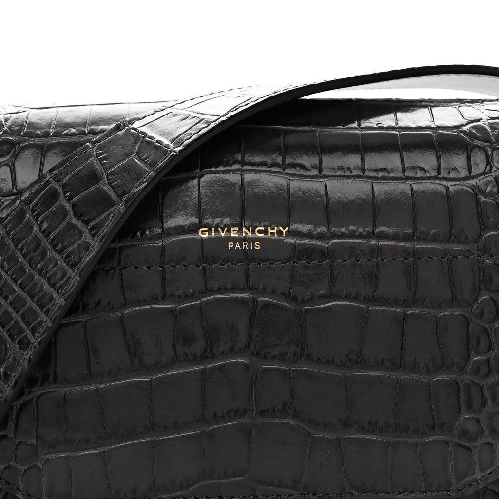 Calfskin Crocodile Embossed Small Eden Storm Grey