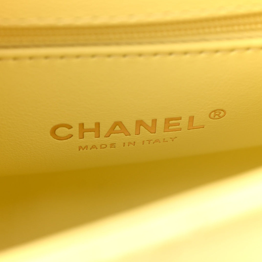 Caviar Quilted Extra Mini Coco Handle Flap Light Yellow