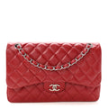 Caviar Quilted Jumbo Double Flap Red