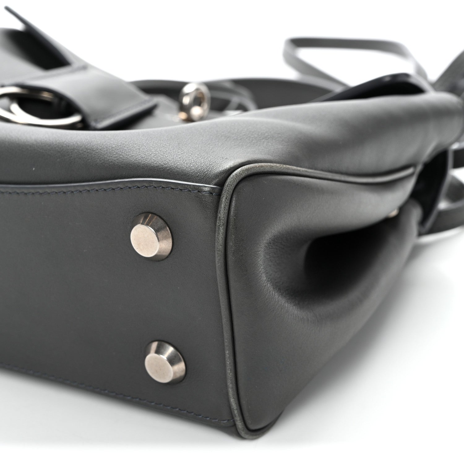 Natural Smooth Calfskin Mini Rodeo Top Handle Handbag Grey