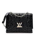 Vernis Flower Quilted Twist Shoulder Bag GM Black