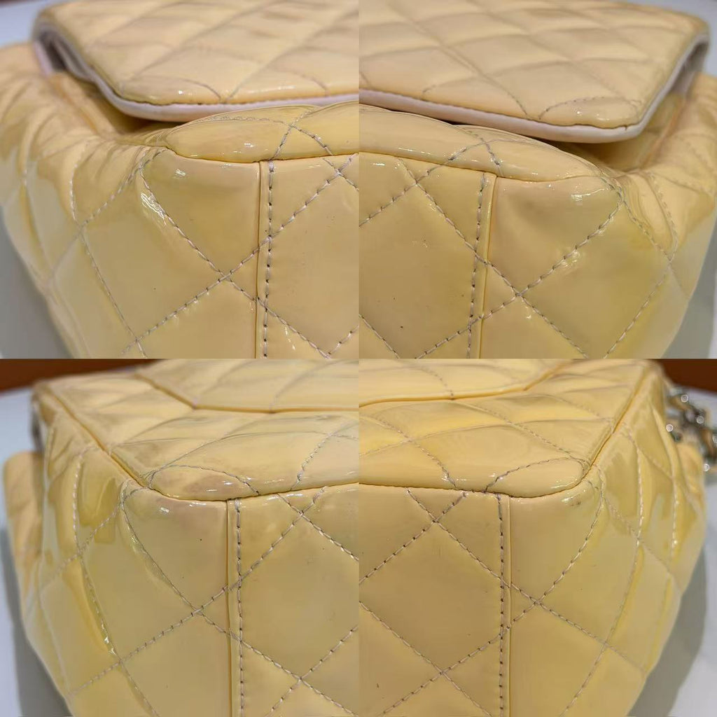 Chanel Classic Flap Maxi Patent Leather Lemon Cream Yellow