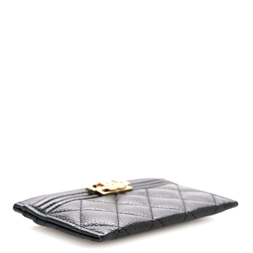 Caviar Quilted Boy Card Holder Black