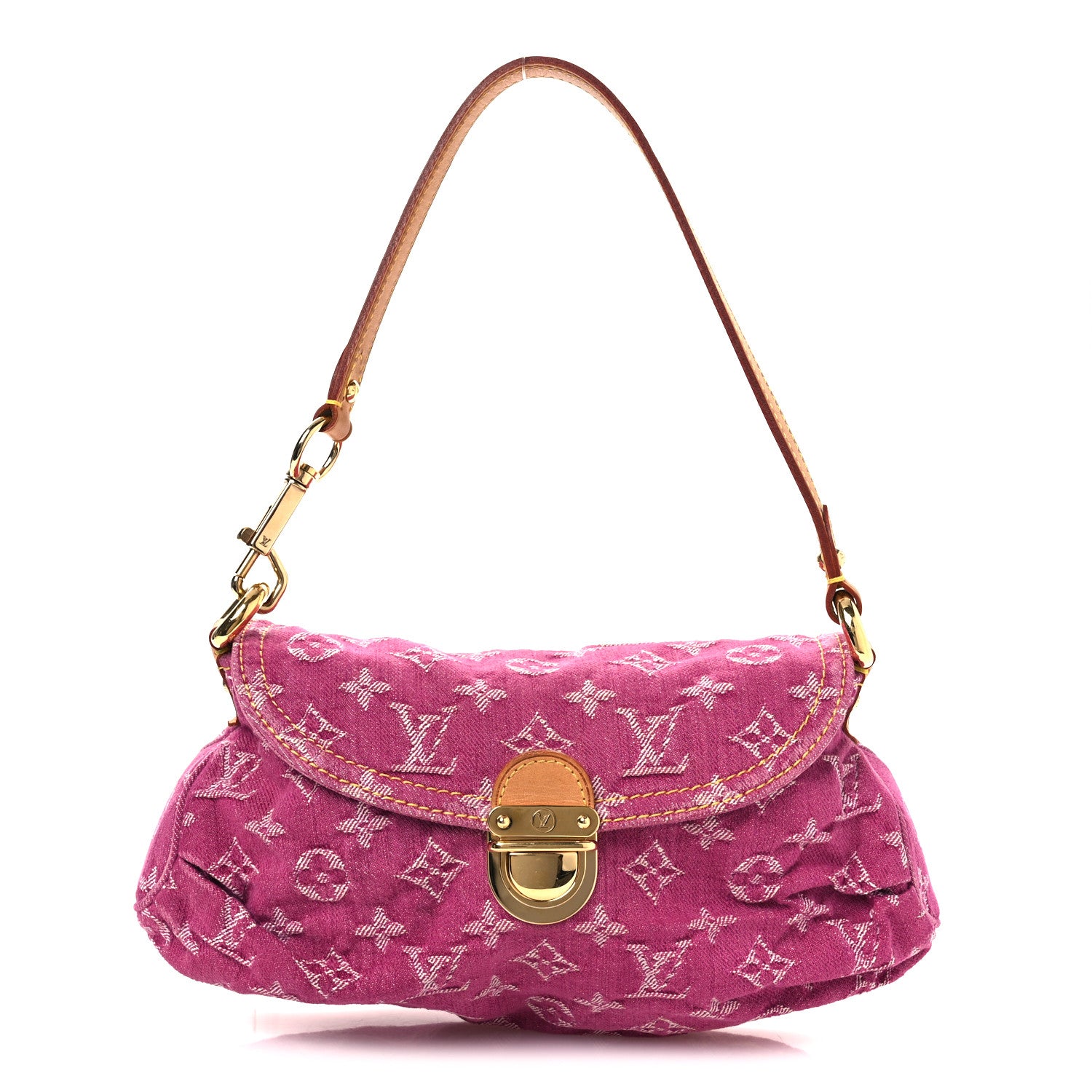 Monogram Denim Mini Pleaty Fuchsia
