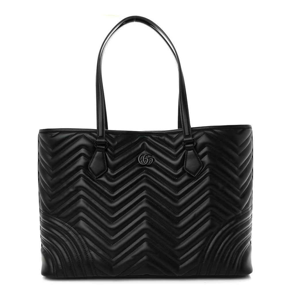Calfskin Matelasse Monochrome Large GG Marmont Tote Bag Black
