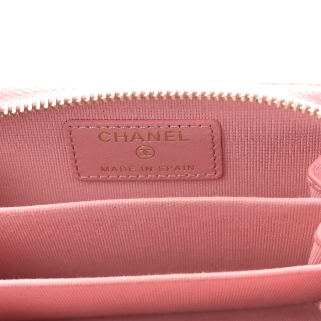Caviar Quilted Zip Coin Purse Pink