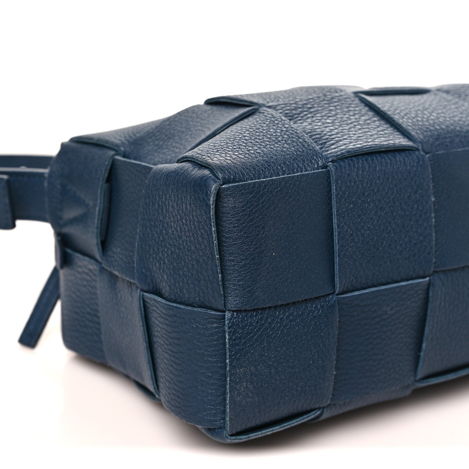 Grained Calfskin Maxi Intrecciato Brick Cassette Bag Deep Blue