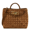 Suede Intrecciato Small Andiamo Shoulder Bag Amber