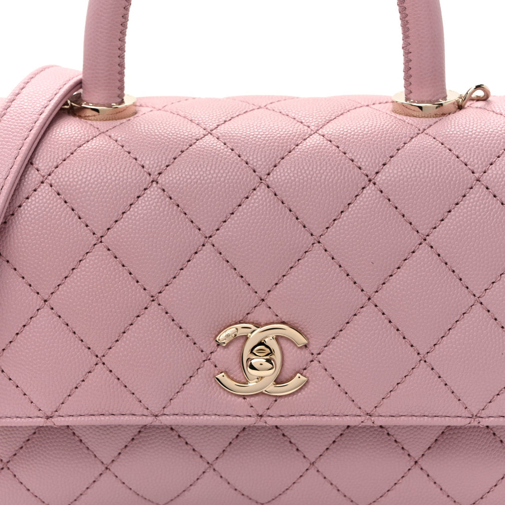 Caviar Quilted Mini Coco Handle Flap Light Pink