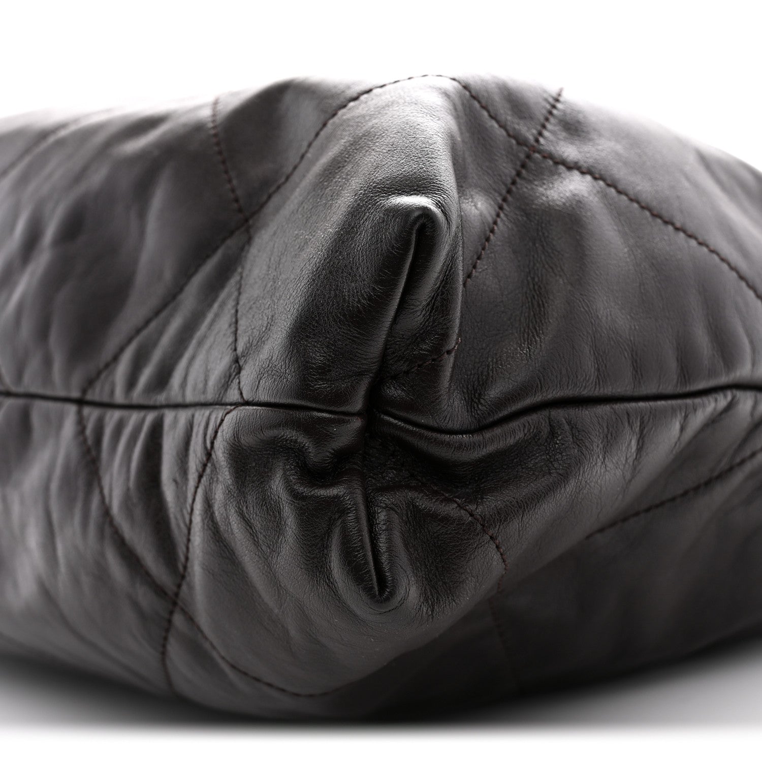 Shiny Calfskin Quilted Small Chanel 22 Dark Brown