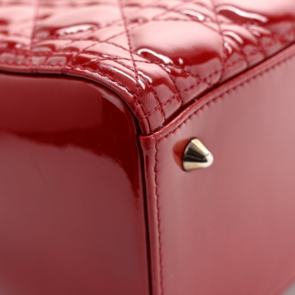 Patent Cannage Medium Lady Dior Red