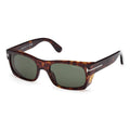Tom Ford Sunglasses Rectangle Full Rim, Dark Havana Frame and Green Lens FT118152N