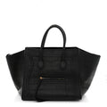Crocodile Embossed Calfskin Medium Phantom Luggage Black