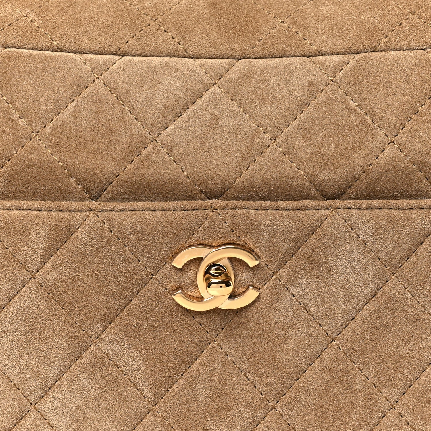 Suede Calfskin Quilted Camerissimo Camera Case Beige