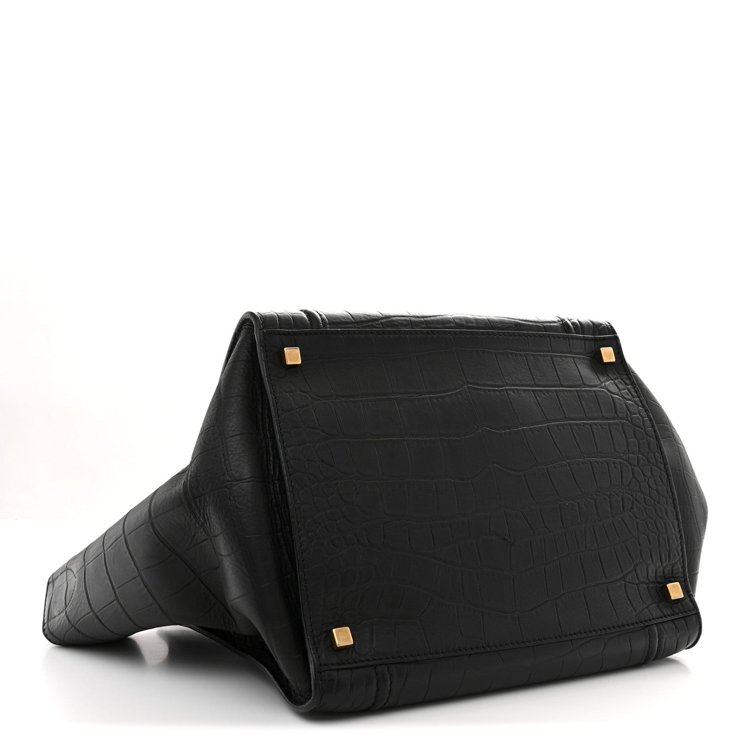 Crocodile Embossed Calfskin Medium Phantom Luggage Black