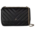 DKNY Veronica Large Chevron Quilted  Flap Chain Shoulder Bag/Crossbody in Black