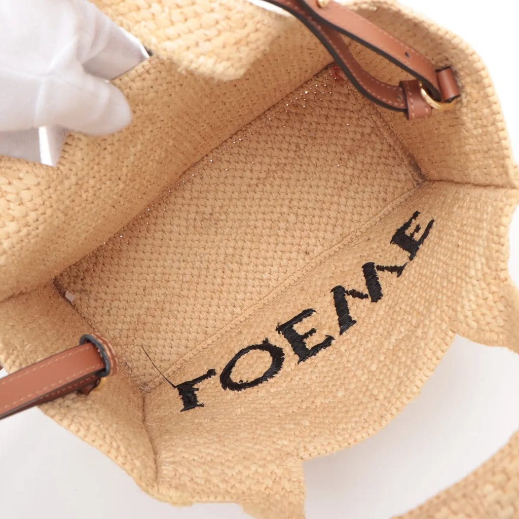 Loewe Small Raffia Leather Two-Way Tote Bag Beige