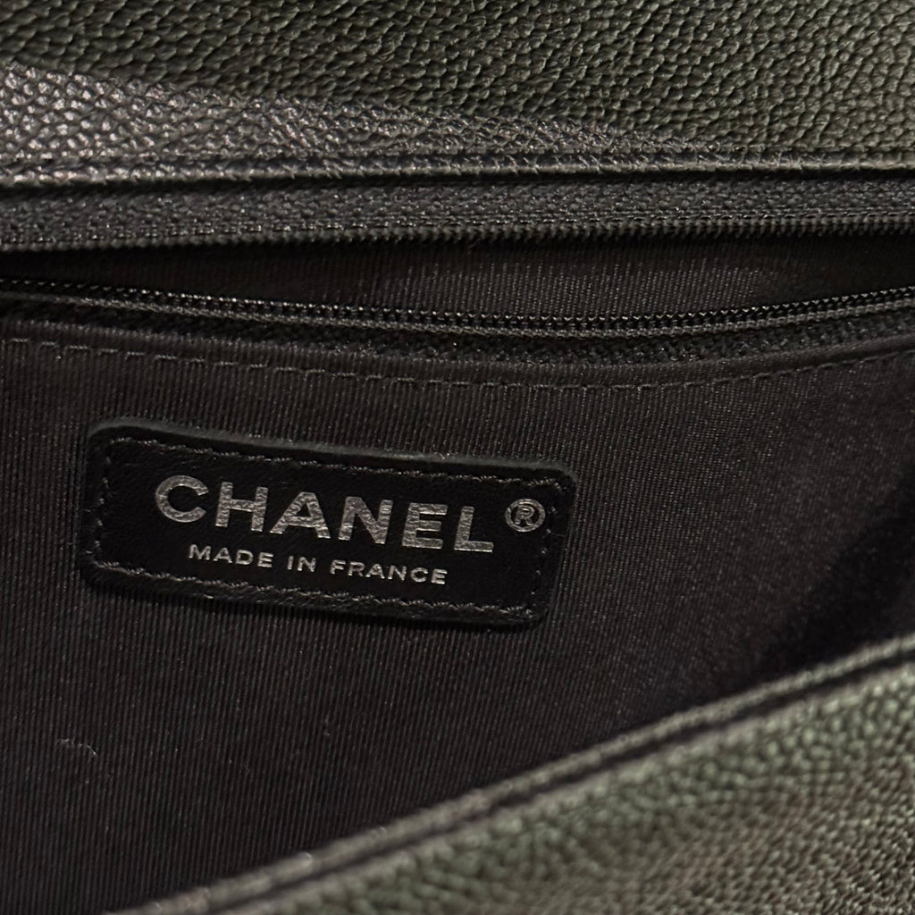 CHANEL LEBOY LARGE CROSSBODY BAG CAVIAR CALFSKIN BLACK ANTIQUE SILVER