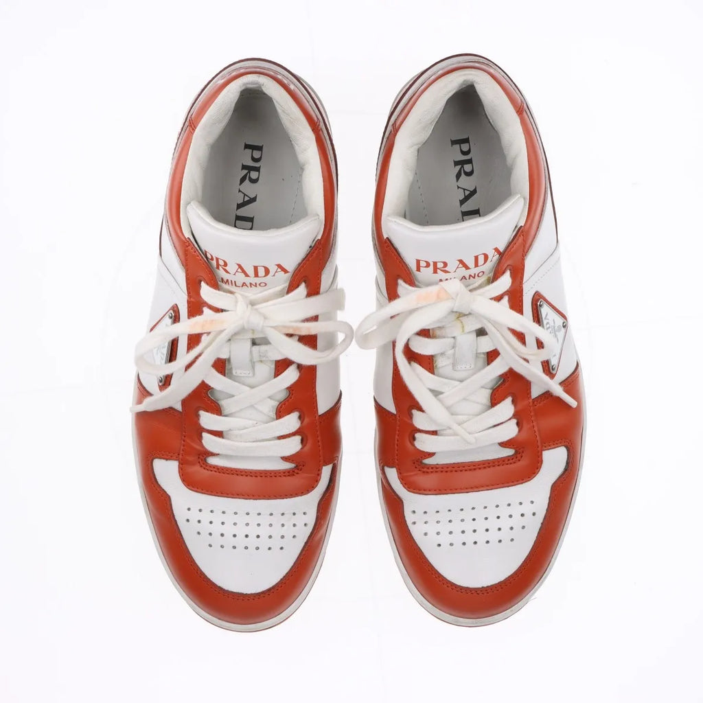 Prada Downtown Leather Sneaker Brown x White
