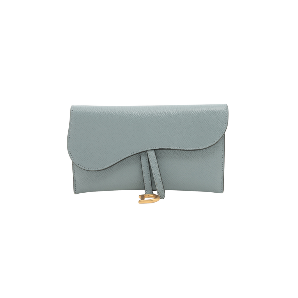 Dior Saddle Wallet with Chain Cloud Blue