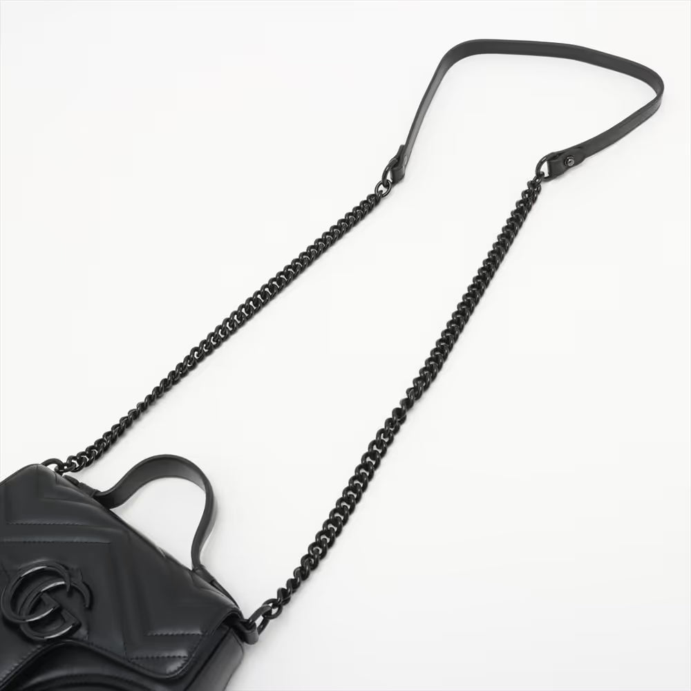 Gucci GG Marmont Leather Two-Way Handbag Black