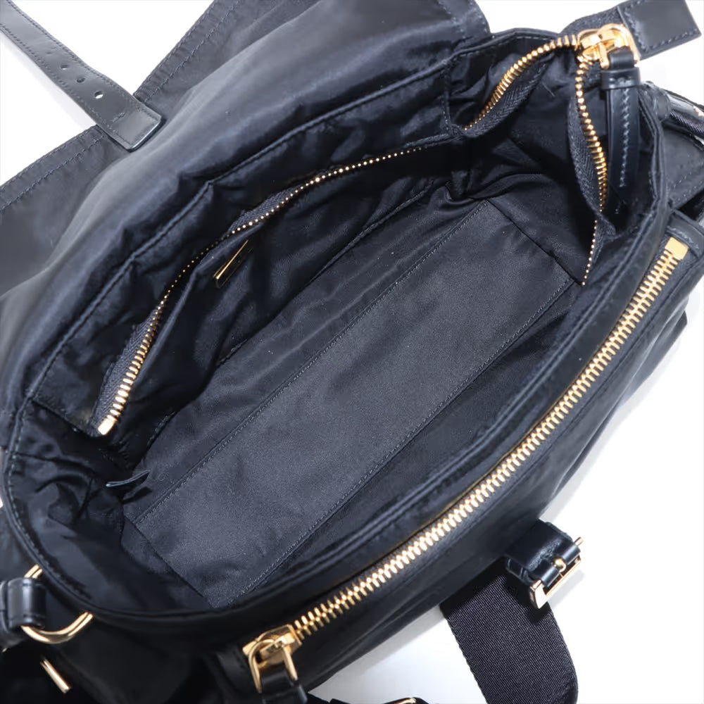 Prada Tessuto Explorer Medium Nylon Leather Two-Way Shoulder Bag Black