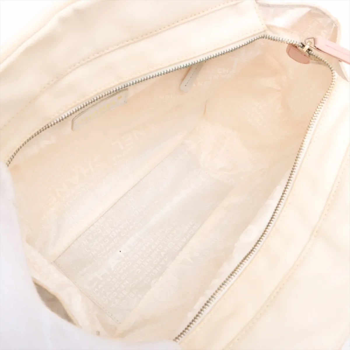 Chanel CC Logo Canvas Leather Handbag White x Pink