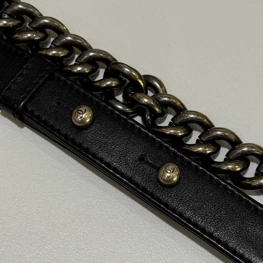 CHANEL LEBOY SMALL IN BLACK WITH SILVER CHAIN