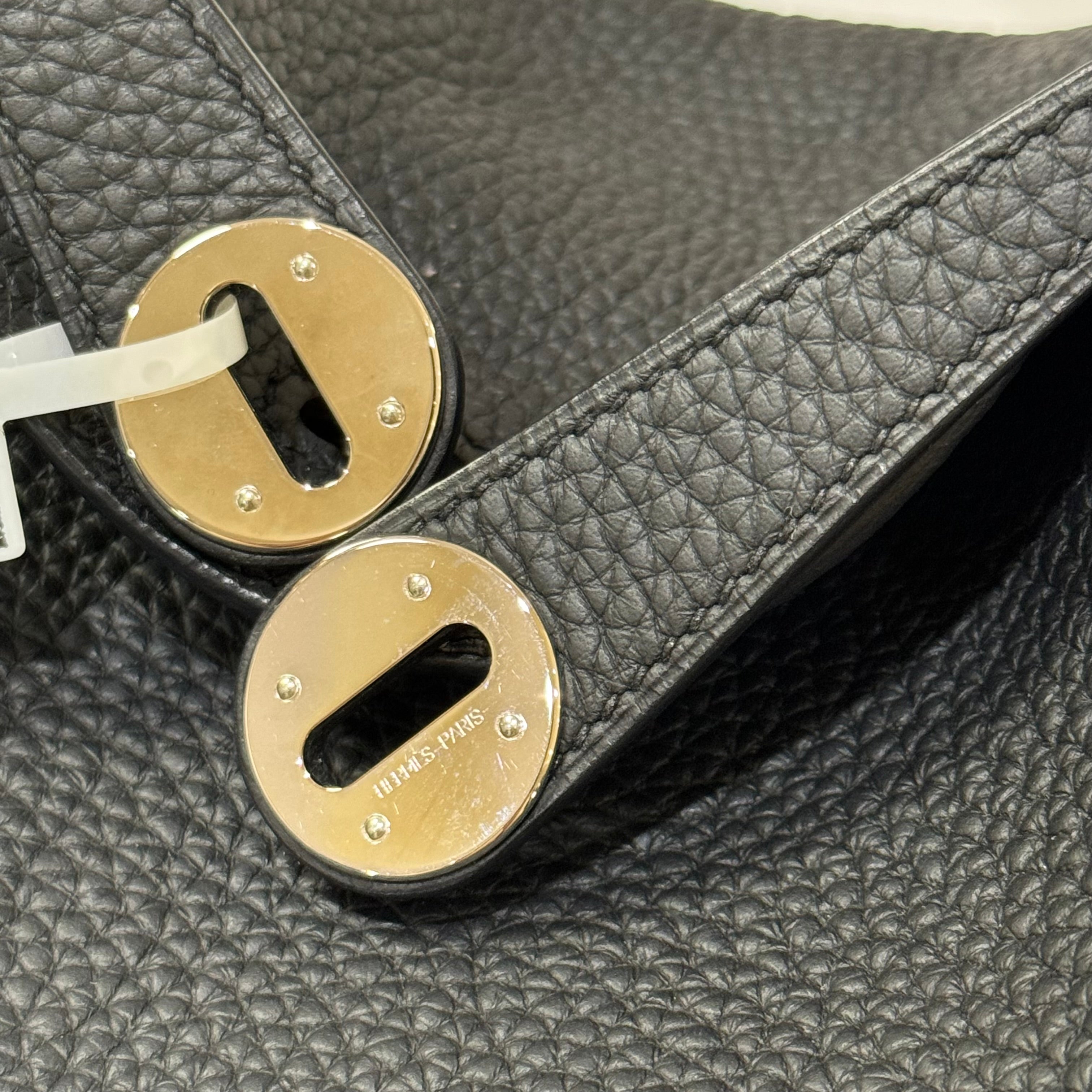 HERMES LINDY 26 BLACK AND SILVER STAMP D