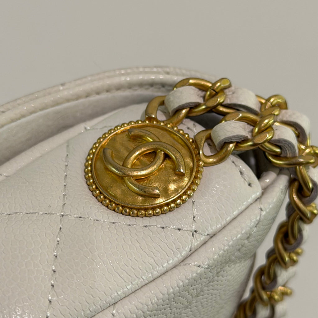 Chanel 22A Coin Baguette Bag Grained Calfskin with Chain (Chip Model)